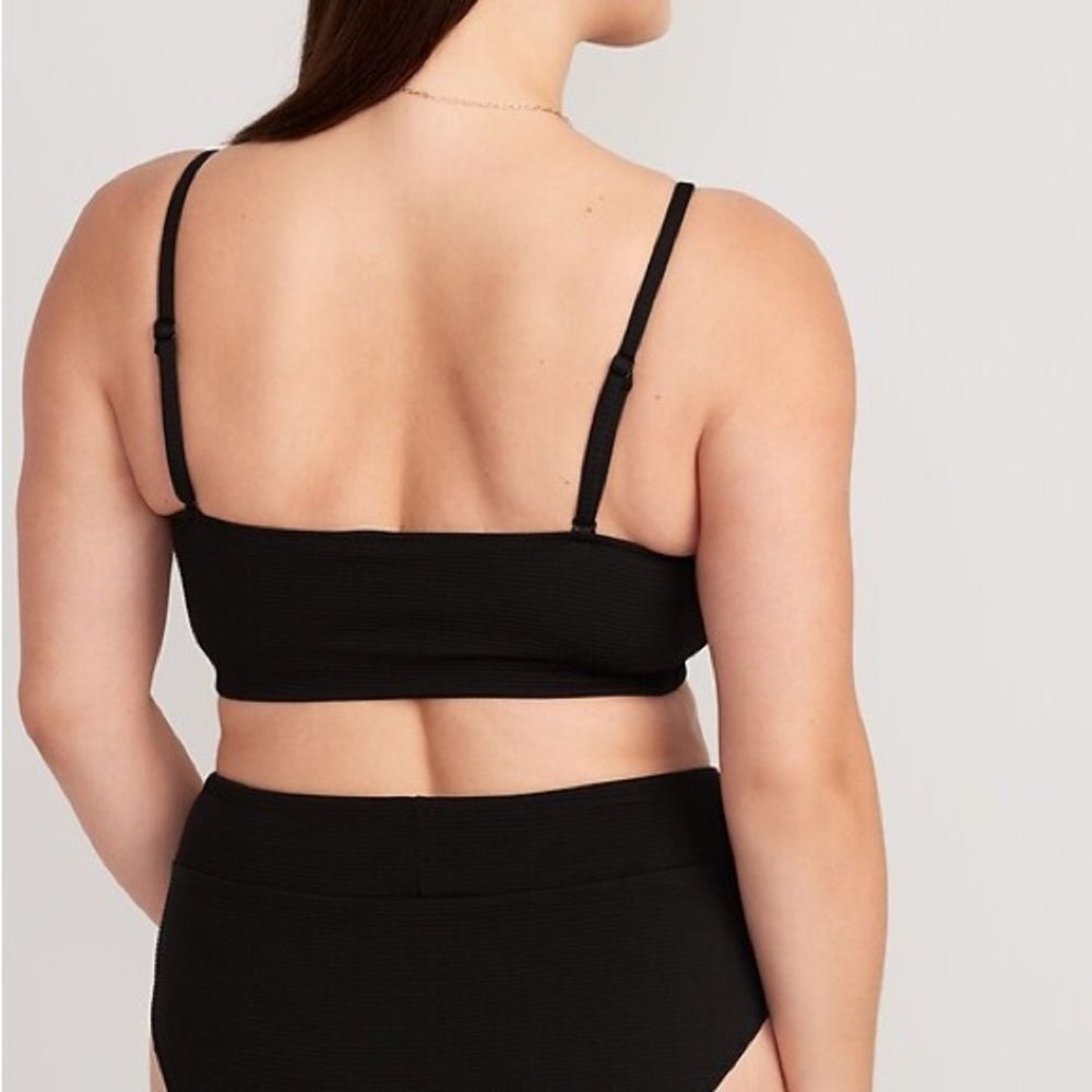 Old Navy Pucker Convertible One Strap Bandeau Bikini Two Piece Black Size XL/XXL - Picture 4 of 14